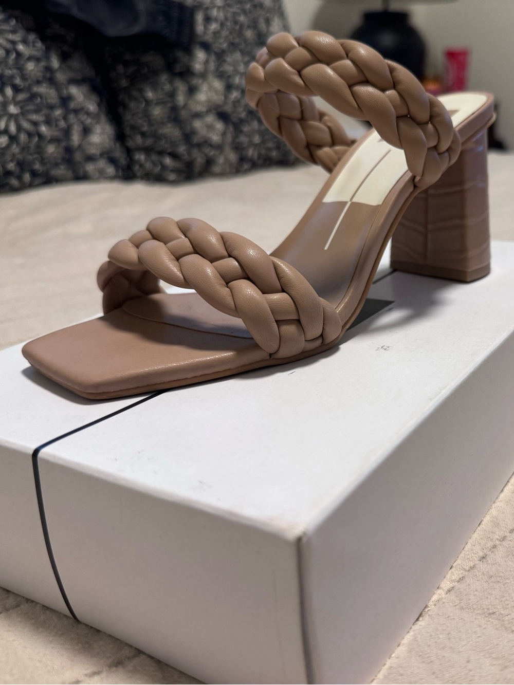 Dolce Vita Braided Two-Strap Block Heel Sandal - Taupe